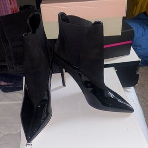 Nine West Glossy Black Ankle Booties